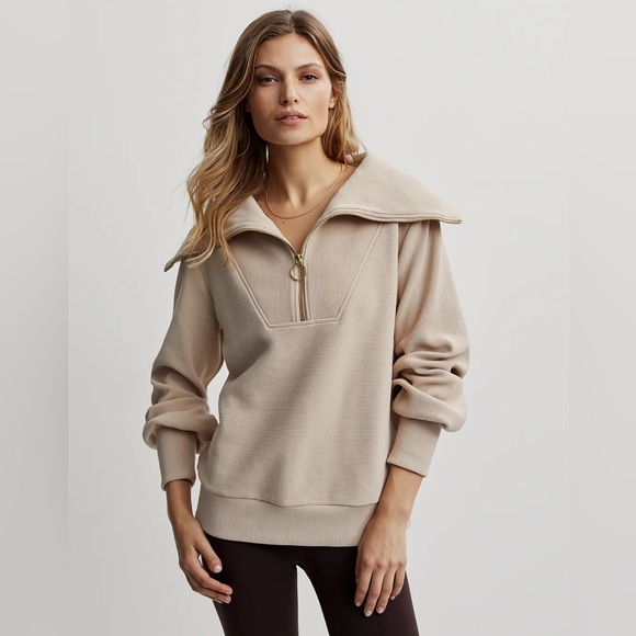 VarleyVine Half-Zip Pullover Tan Small